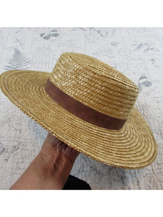 Anthropologie Rare Wyeth P Boater Hat leather strap Flawless Condition OS